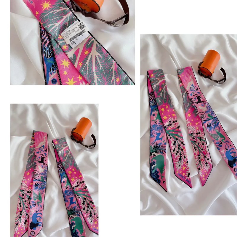 Hermes Twilly - Sous Le Charme D‘orphee Baguette 桃紅色絲巾-1