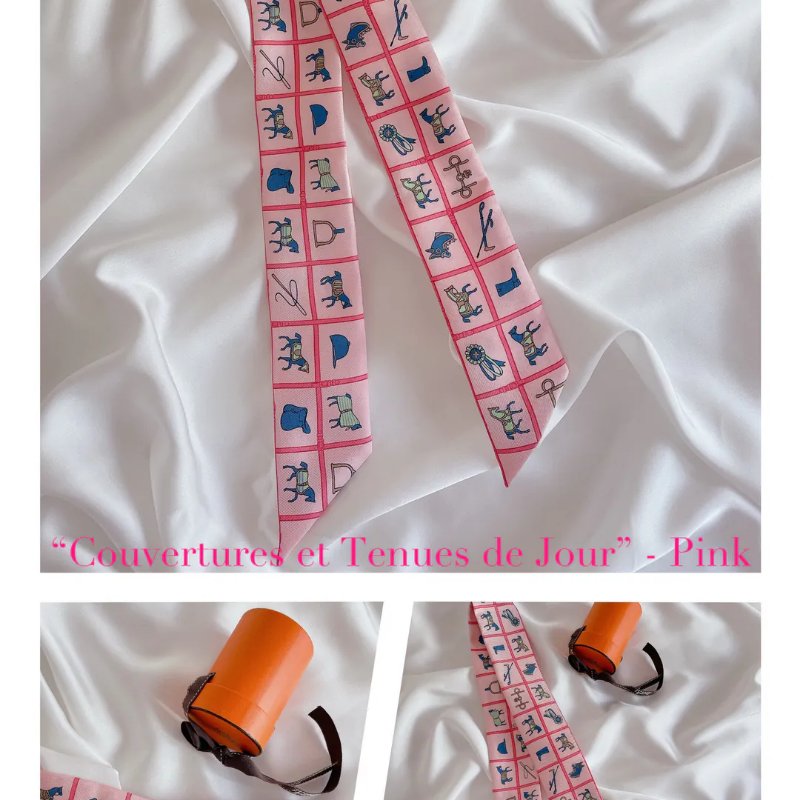 Hermes Twilly - Couvertures eat Tenues de Jour 粉紅色絲巾-1