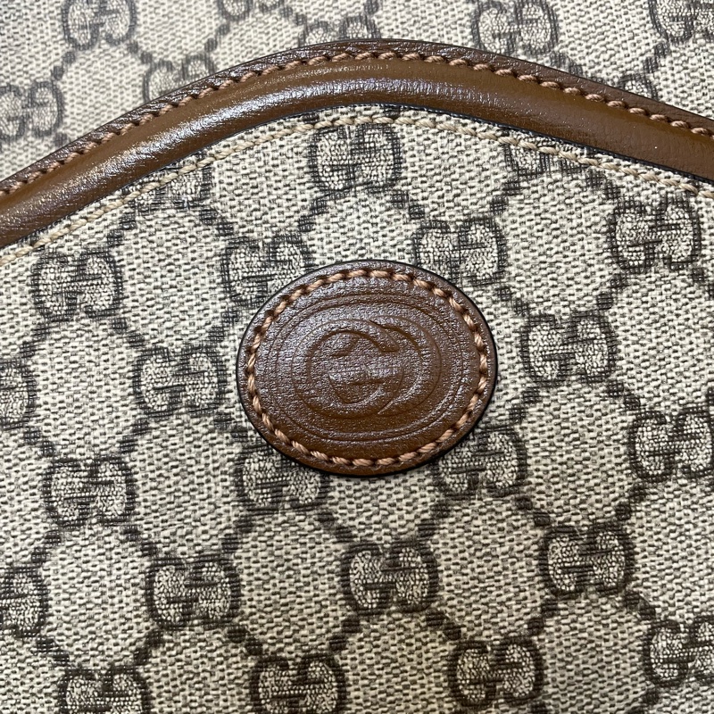 Gucci PVC咖牛皮金釦前磁吸口袋斜背包-7