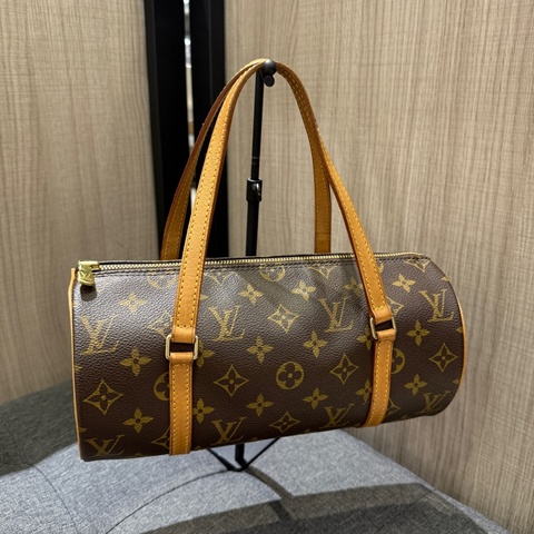 LV 經典老花拉鍊圓筒包 手提包