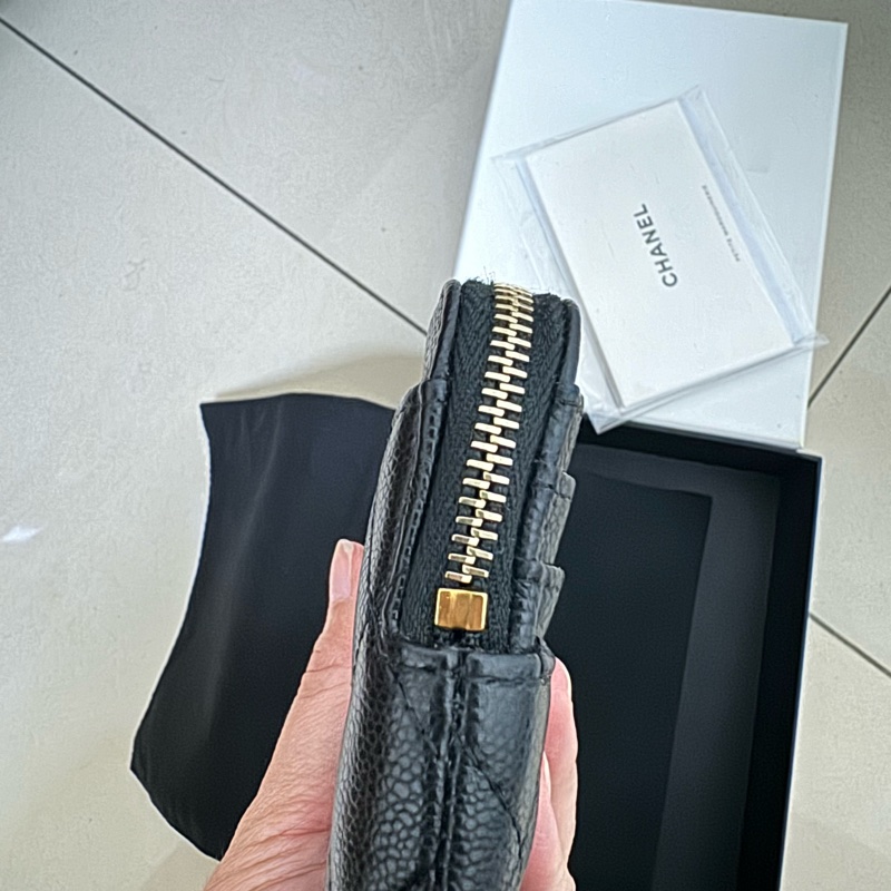 香奈兒黑色荔枝紋吐司零錢包（晶片款）-10