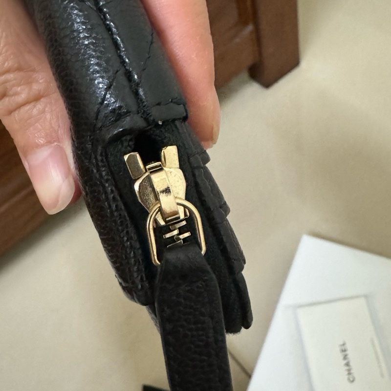 香奈兒黑色荔枝紋吐司零錢包（晶片款）-20