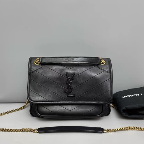YSL 全皮 NIKI BABY 小號V紋單肩包 有D扣