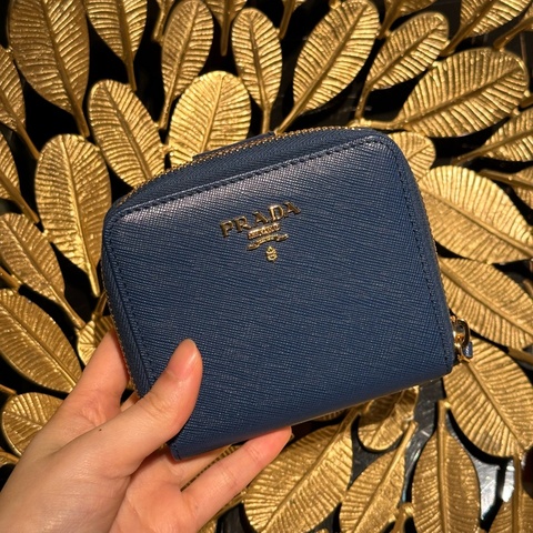 99新🌟prada #藍色 #荔枝牛皮 #短夾 #錢包