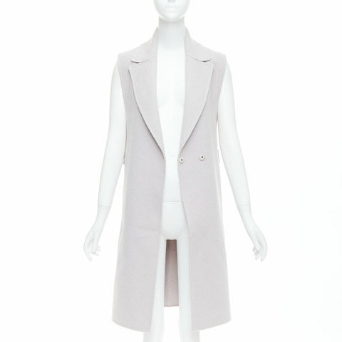 JIL SANDER light grey wool blend double breasted vest coat FR34 XS