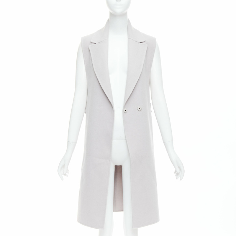 JIL SANDER light grey wool blend double breasted vest coat FR34 XS-0