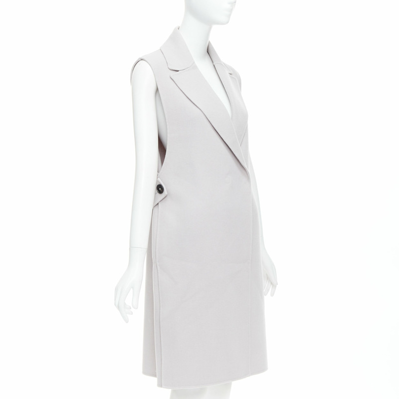 JIL SANDER light grey wool blend double breasted vest coat FR34 XS-3