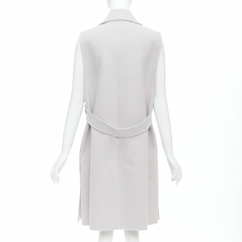 JIL SANDER light grey wool blend double breasted vest coat FR34 XS-5