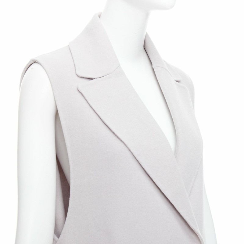 JIL SANDER light grey wool blend double breasted vest coat FR34 XS-7