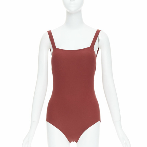 HERMES VINTAGE Martin Margiela burnt orange twill jersey one piece bodysuit FR40 L
