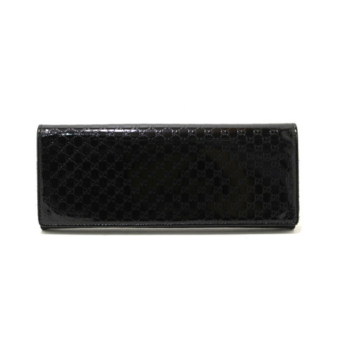 Gucci Black Patent MicroGuccissima Small Broadway Clutch