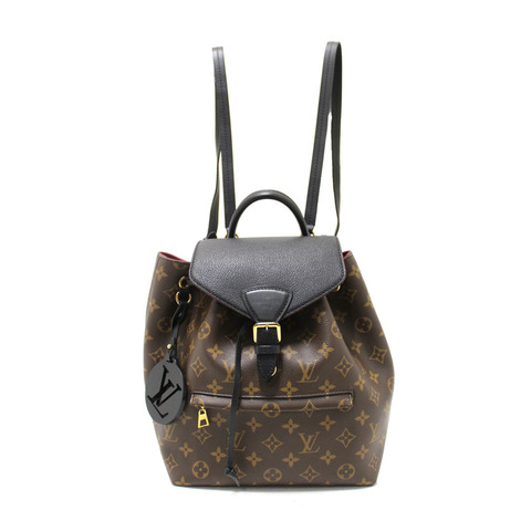 Louis Vuitton Classic Monogram with Black Leather Montsouris PM Backpack