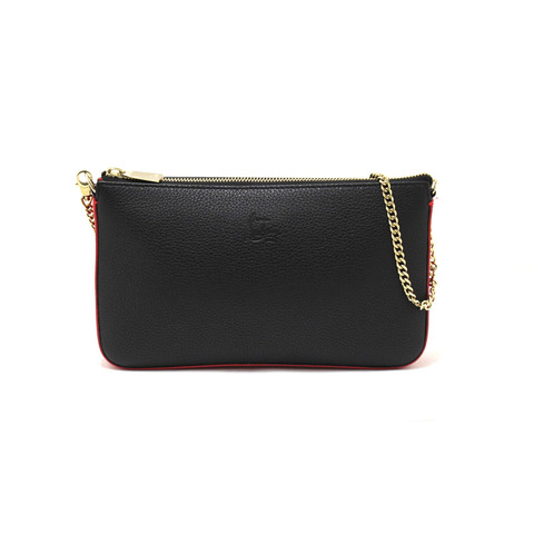 NEW Christian Louboutin Black Textured-Leather Loubila Small Shoulder Bag