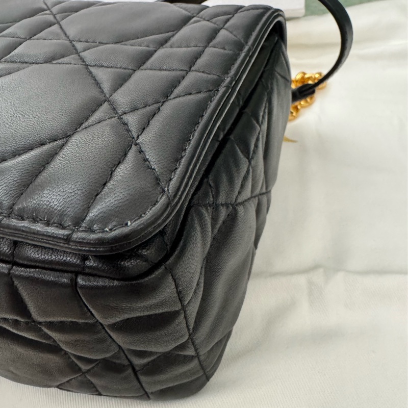 Soft Dior Cato 黑色藤格紋羊皮包-18