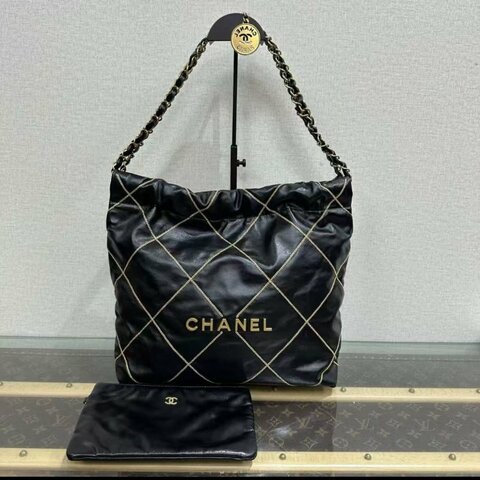 ✨CHANEL 22bag限定款金線小號子母垃圾袋 37*35*7  98新配件塵袋