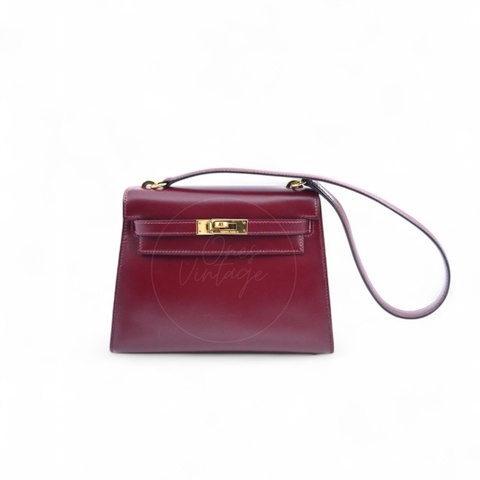 [Pre-owned]Hermes Vintage Mini Kelly Rouge H Box GHW Stamp Circle U