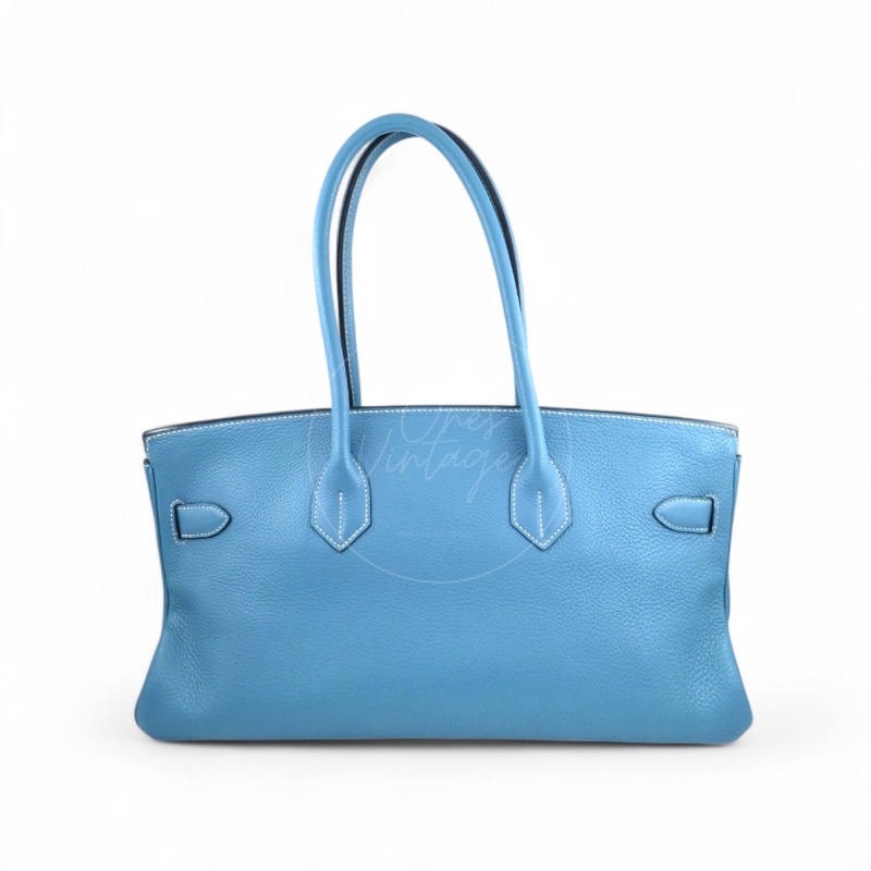[Pre-owned] Hermes Shoulder Birkin Denim Blue Togo PHW Stamp Square M-1