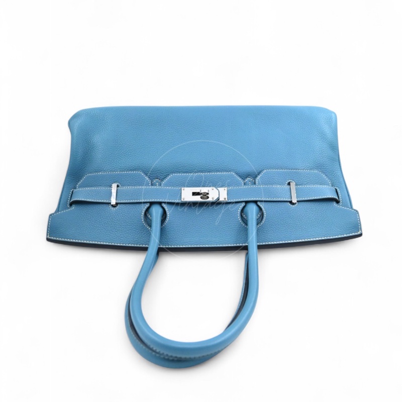 [Pre-owned] Hermes Shoulder Birkin Denim Blue Togo PHW Stamp Square M-4