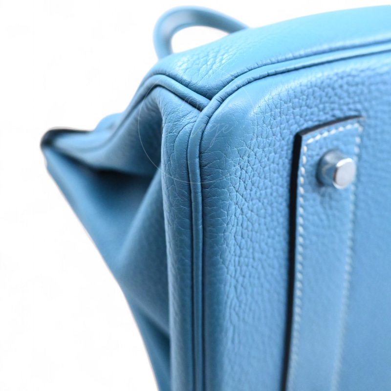 [Pre-owned] Hermes Shoulder Birkin Denim Blue Togo PHW Stamp Square M-7