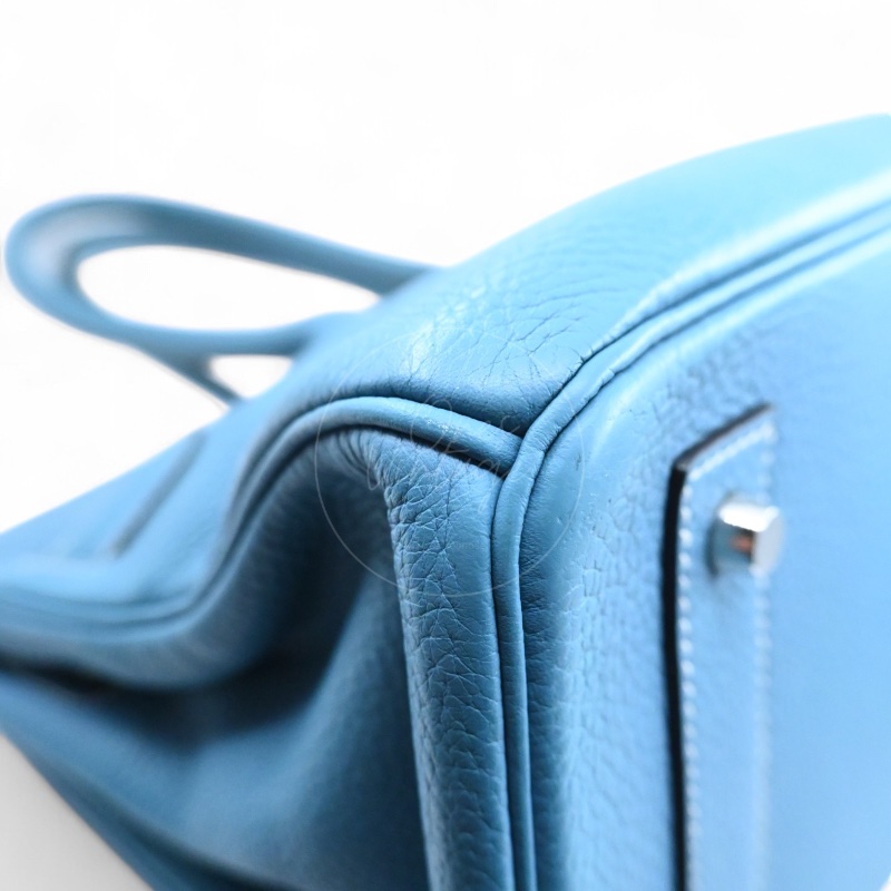[Pre-owned] Hermes Shoulder Birkin Denim Blue Togo PHW Stamp Square M-9