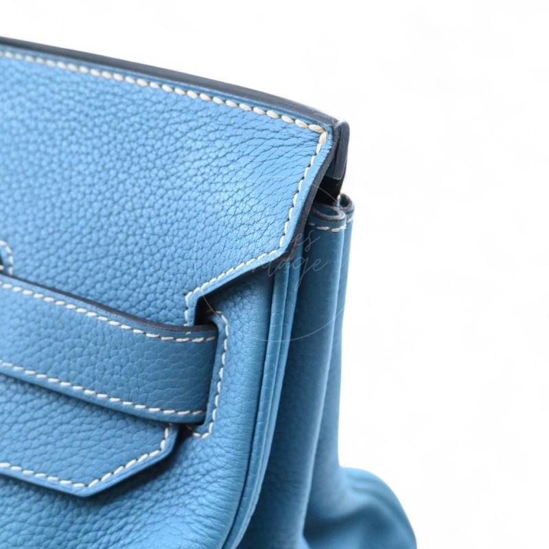 [Pre-owned] Hermes Shoulder Birkin Denim Blue Togo PHW Stamp Square M-12