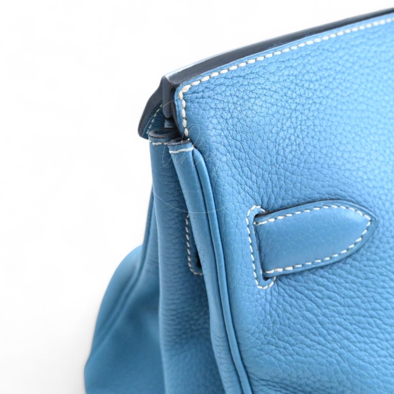 [Pre-owned] Hermes Shoulder Birkin Denim Blue Togo PHW Stamp Square M-13