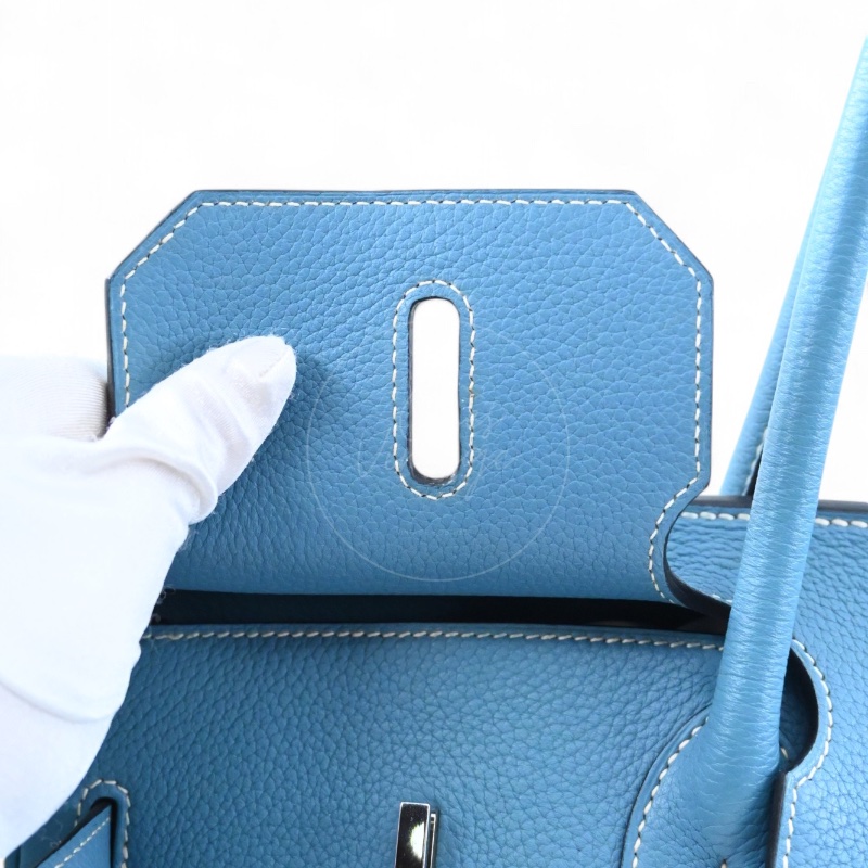 [Pre-owned] Hermes Shoulder Birkin Denim Blue Togo PHW Stamp Square M-15