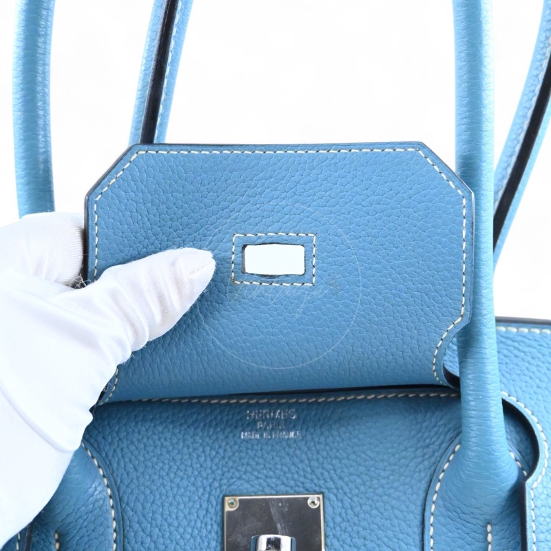 [Pre-owned] Hermes Shoulder Birkin Denim Blue Togo PHW Stamp Square M-16