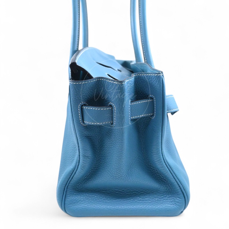 [Pre-owned] Hermes Shoulder Birkin Denim Blue Togo PHW Stamp Square M-24