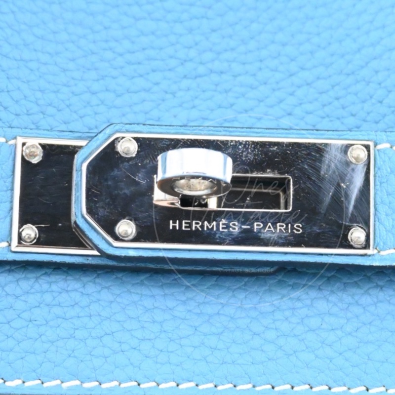 [Pre-owned] Hermes Shoulder Birkin Denim Blue Togo PHW Stamp Square M-25