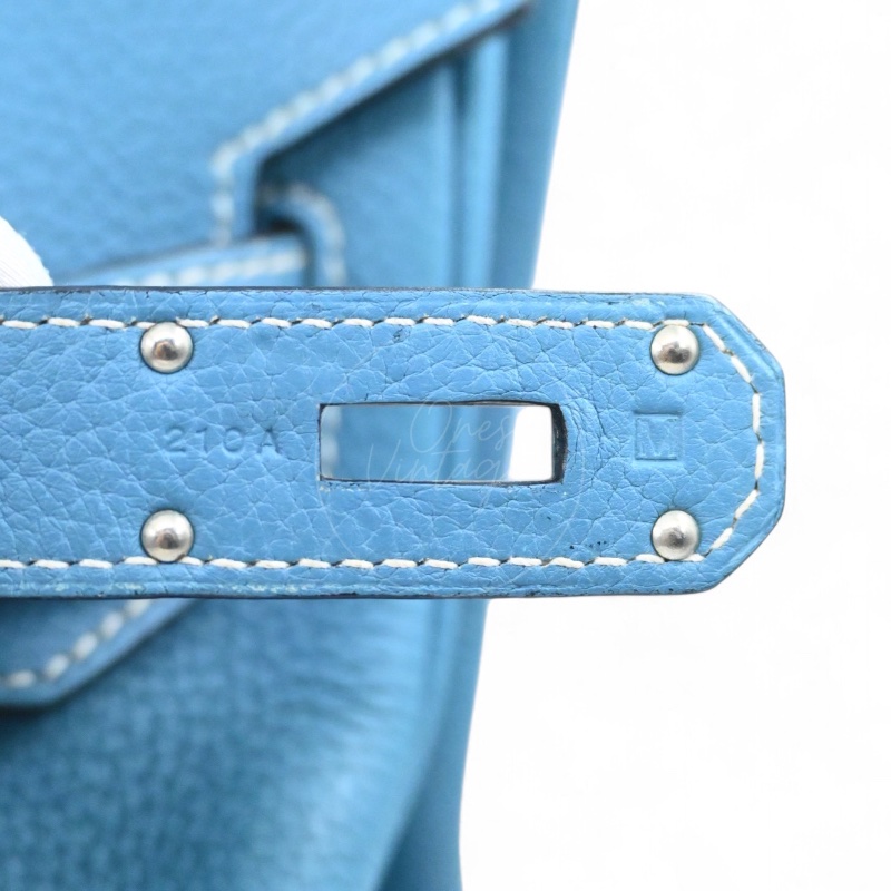 [Pre-owned] Hermes Shoulder Birkin Denim Blue Togo PHW Stamp Square M-28