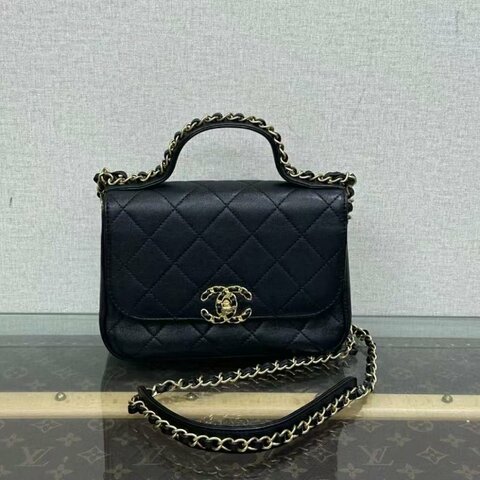 ✨CHANEL 黑金 19bag手提斜背包20*14*6  98新配件塵袋