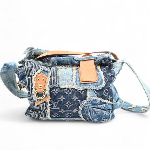 [Pre-owned] Louis Vuitton M95374 Monogram Denim Posty Patchwork Shoulder Bag