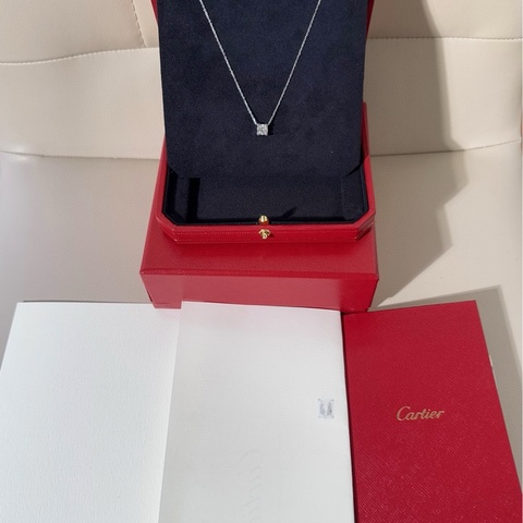 Cartier卡地亚 C DE CARTIER 白金单钻牛头石项链