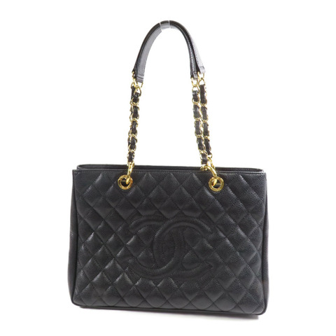CHANEL 牛皮皮革GST Grand Shopping Tote Bag金扣鏈帶肩背袋
