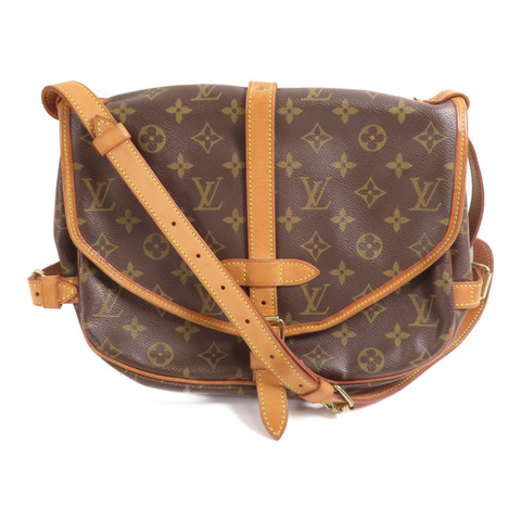 LOUIS VUITTON Monogram Saumur 30金扣肩背袋棕色