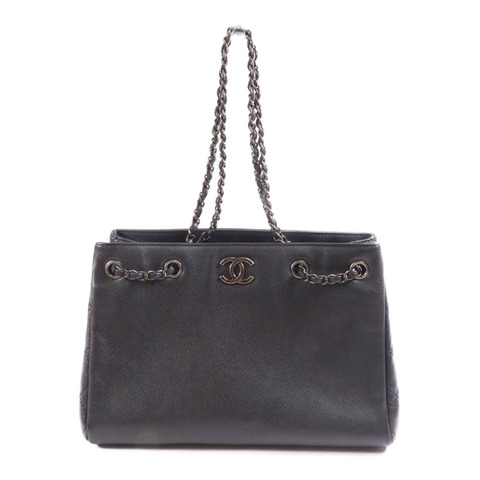 CHANEL 牛皮皮革Shoulder Bag銀扣肩背袋