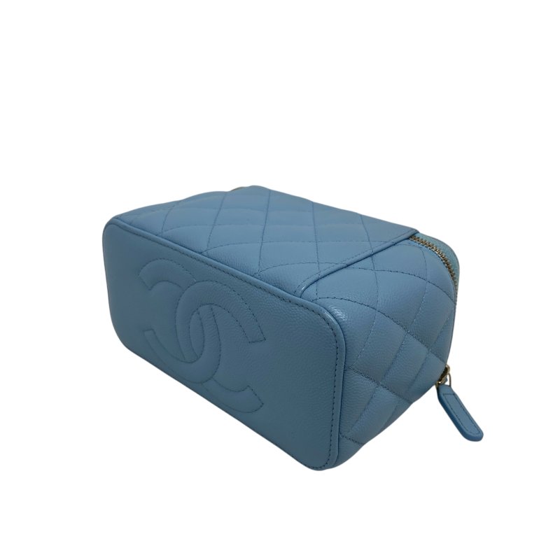 CHANEL Caviar 藍色金扣 長盒子鏈條包 Chain Shoulder 二手包 H0042-7