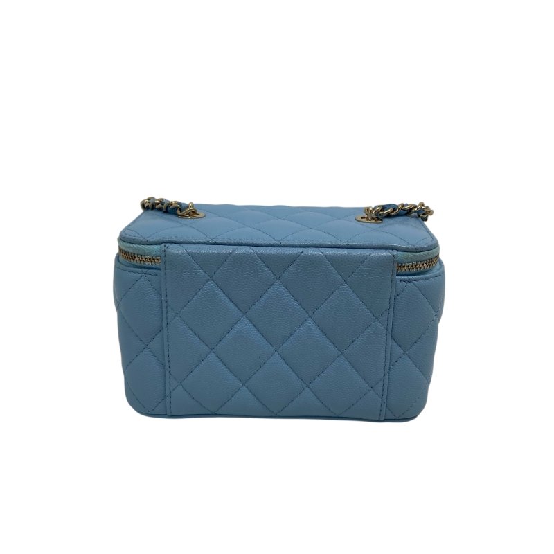 CHANEL Caviar 藍色金扣 長盒子鏈條包 Chain Shoulder 二手包 H0042-11