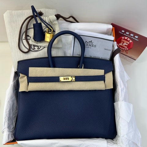 Hermes 愛馬仕birkin25 海軍藍金扣 7U金扣 togo皮 W刻 copy購證