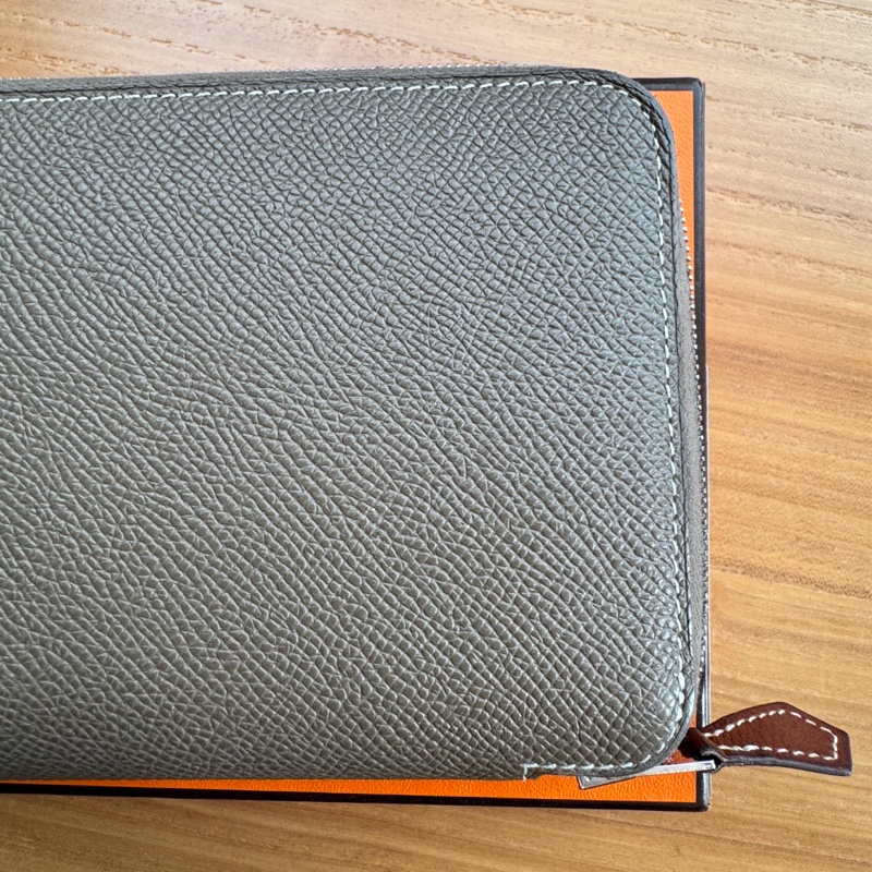 【狀況良好】愛馬仕HERMES大象灰絲巾長夾證件票卡夾零錢袋-10