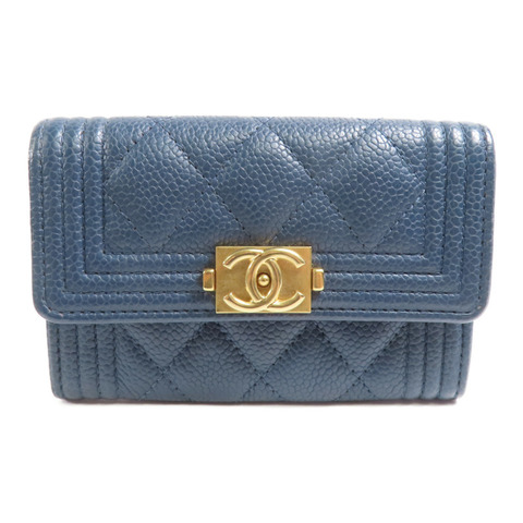 CHANEL 牛皮皮革Boy Card Case金扣卡片套