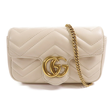 GUCCI 牛皮皮革GG Marmont Mini金扣鏈帶肩背袋