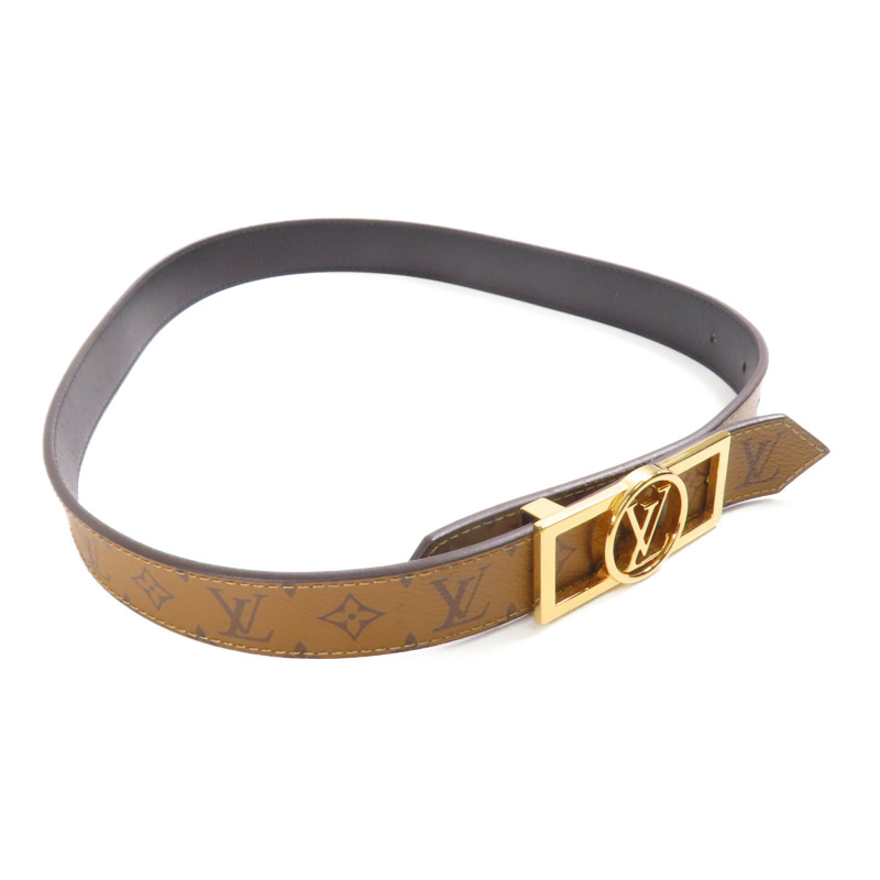 LOUIS VUITTON Monogram Reverse Dauphine 25MM Reversible Belt金扣皮帶-1