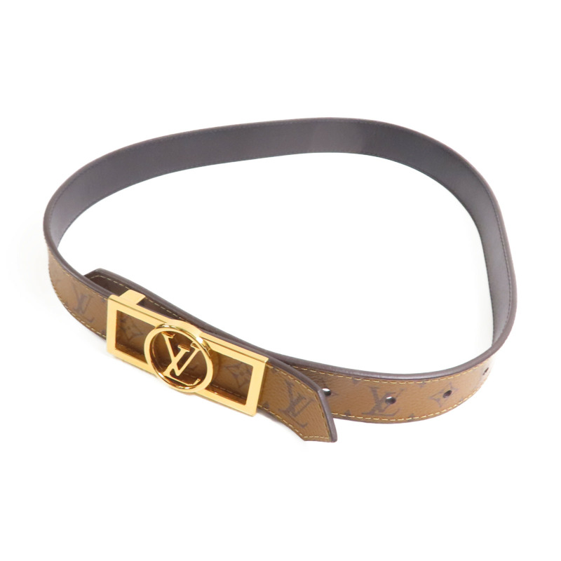 LOUIS VUITTON Monogram Reverse Dauphine 25MM Reversible Belt金扣皮帶-2