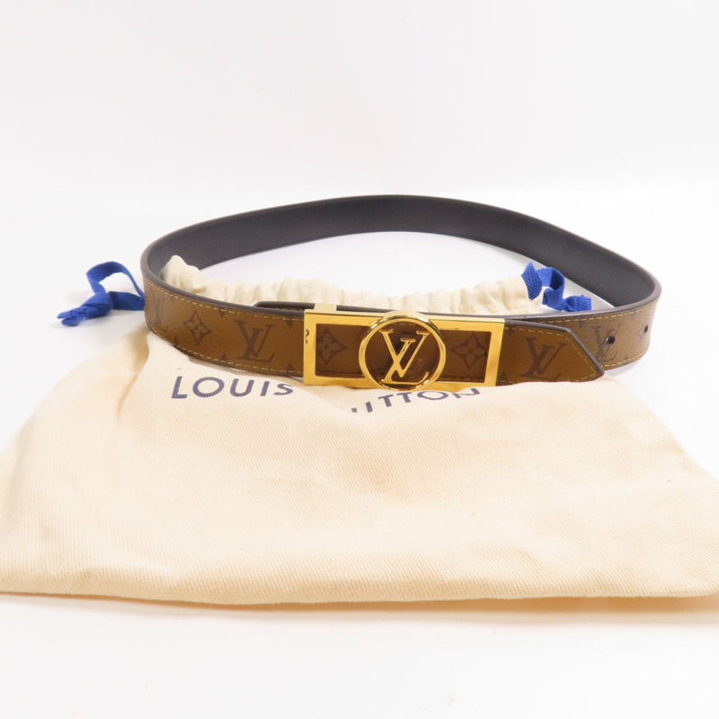 LOUIS VUITTON Monogram Reverse Dauphine 25MM Reversible Belt金扣皮帶-9