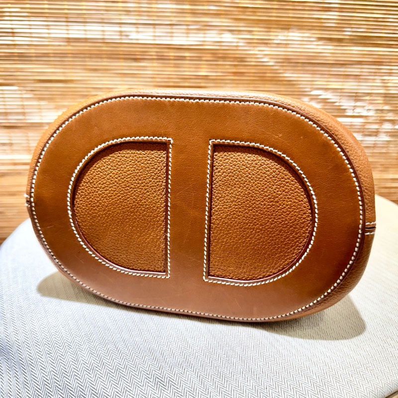 【狀況尚可】愛馬仕HERMES金扣棕色牛皮in-the-loop23手提水桶包水餃包百搭時尚-9