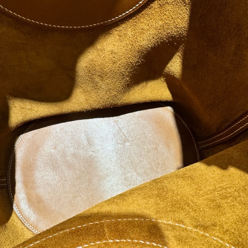 【狀況尚可】愛馬仕HERMES金扣棕色牛皮in-the-loop23手提水桶包水餃包百搭時尚-21