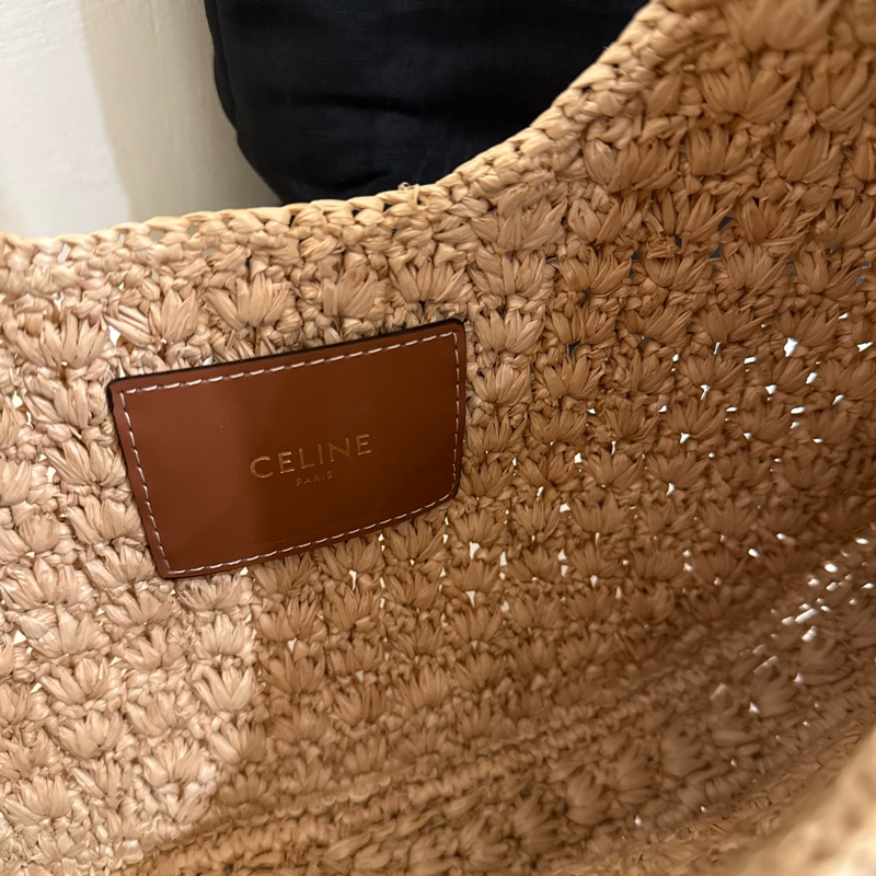 CELINE CLASSIC PANIER HOBO BAG IN RAFFIA AND CALFSKIN-2