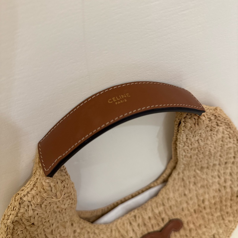 CELINE CLASSIC PANIER HOBO BAG IN RAFFIA AND CALFSKIN-4
